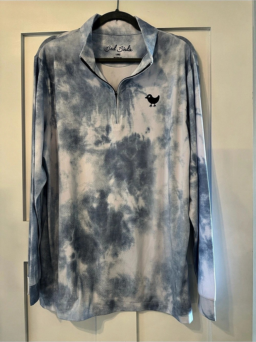Men’s Bad Birdie Sky Dye Quarterzip Tie-Dye Jersey Blue & White Large